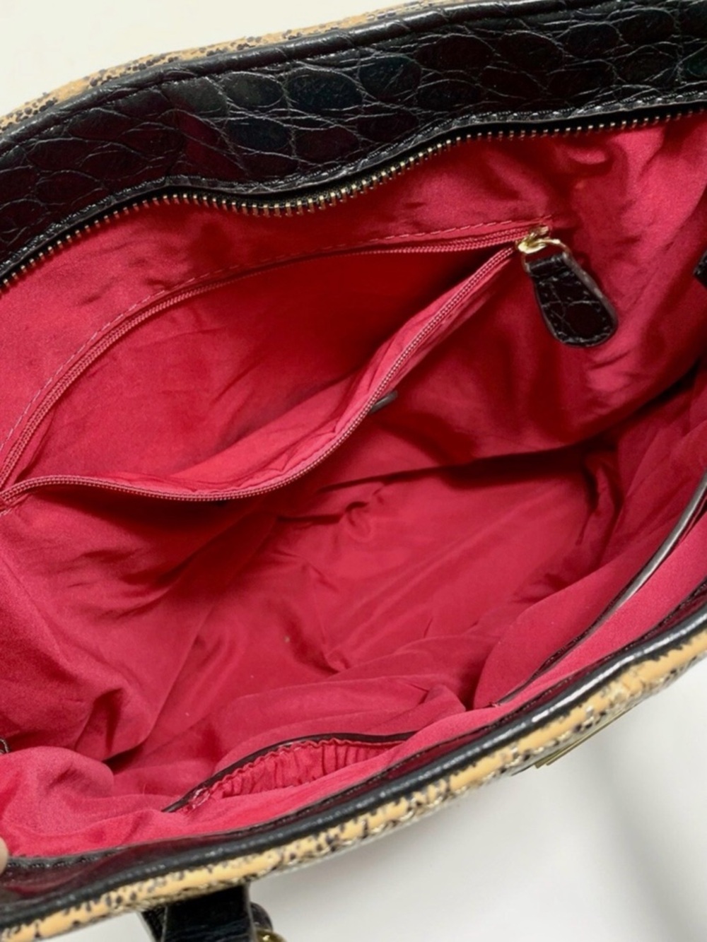 Ann Klein Vegan Leather Leopard Print Tote with Black Patent Straps - Picture 3 of 7